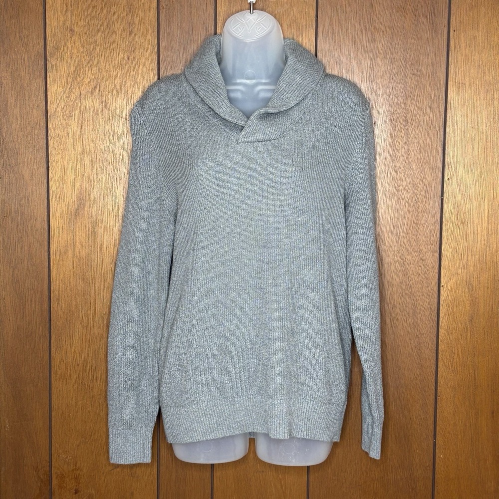 Express Sweater Womens M Gray Shawl Collar Minimalist Cozy Classic Academia Work